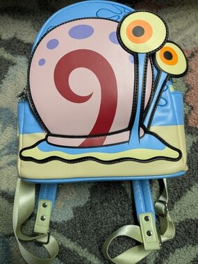 out Of Stock Loungefly SpongeBob Gary Light Blue Snail Print Mini Backpack